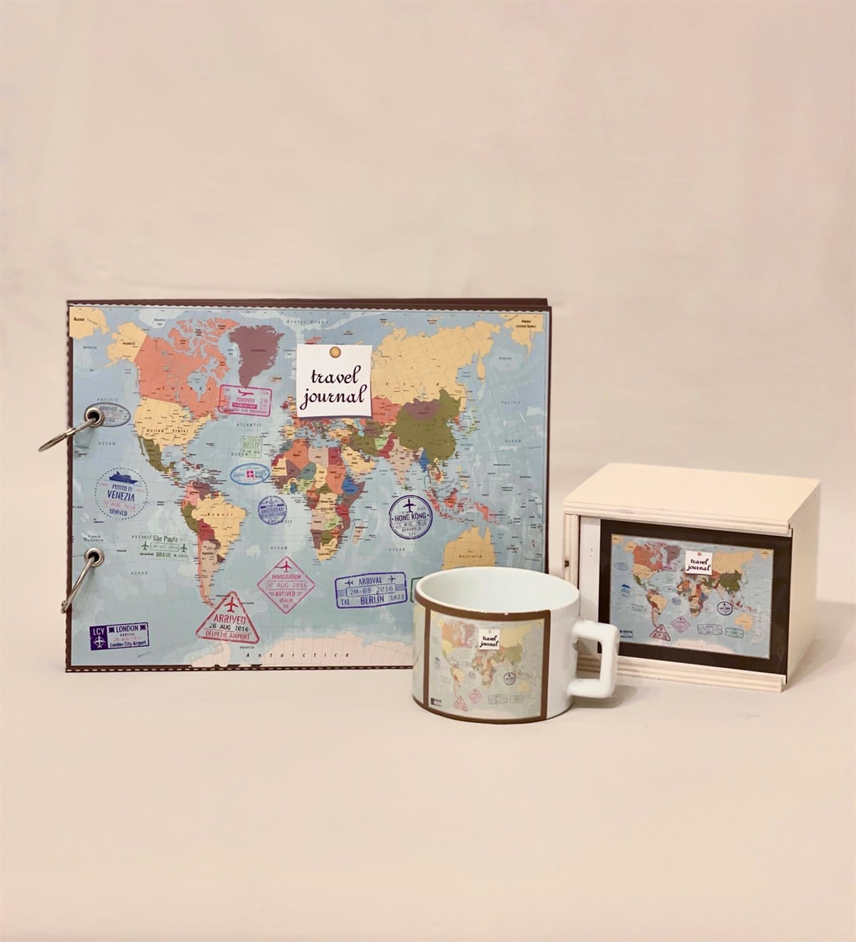 Travel Journal Tasarımlı Albüm Ve Kutulu Kupa SetGiftmodaGmhs100139