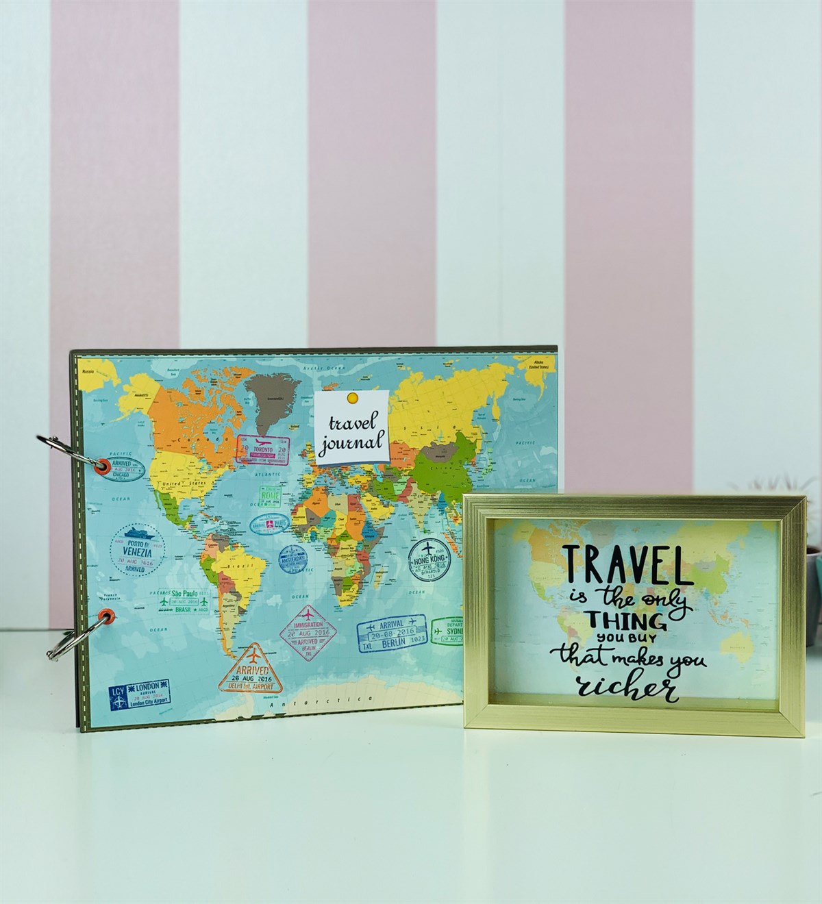Travel Journel Tasarımlı Kumbara Ve Albüm SetGiftmodaGm-Set-118
