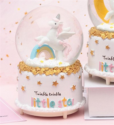 Unicorn Tasarımlı Işıklı Otomatik Kar Küresi Büyük Boy