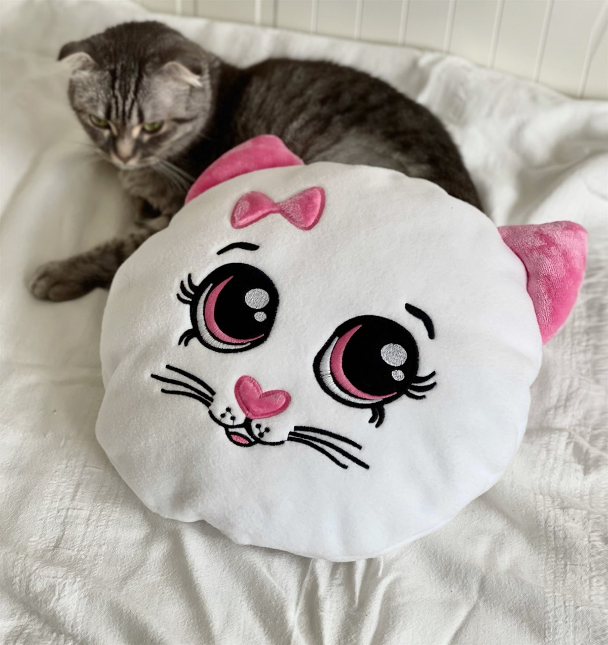 Sevimli Pembe Kedi Tasarımlı Peluş YastıkgiftmodaGmy100015