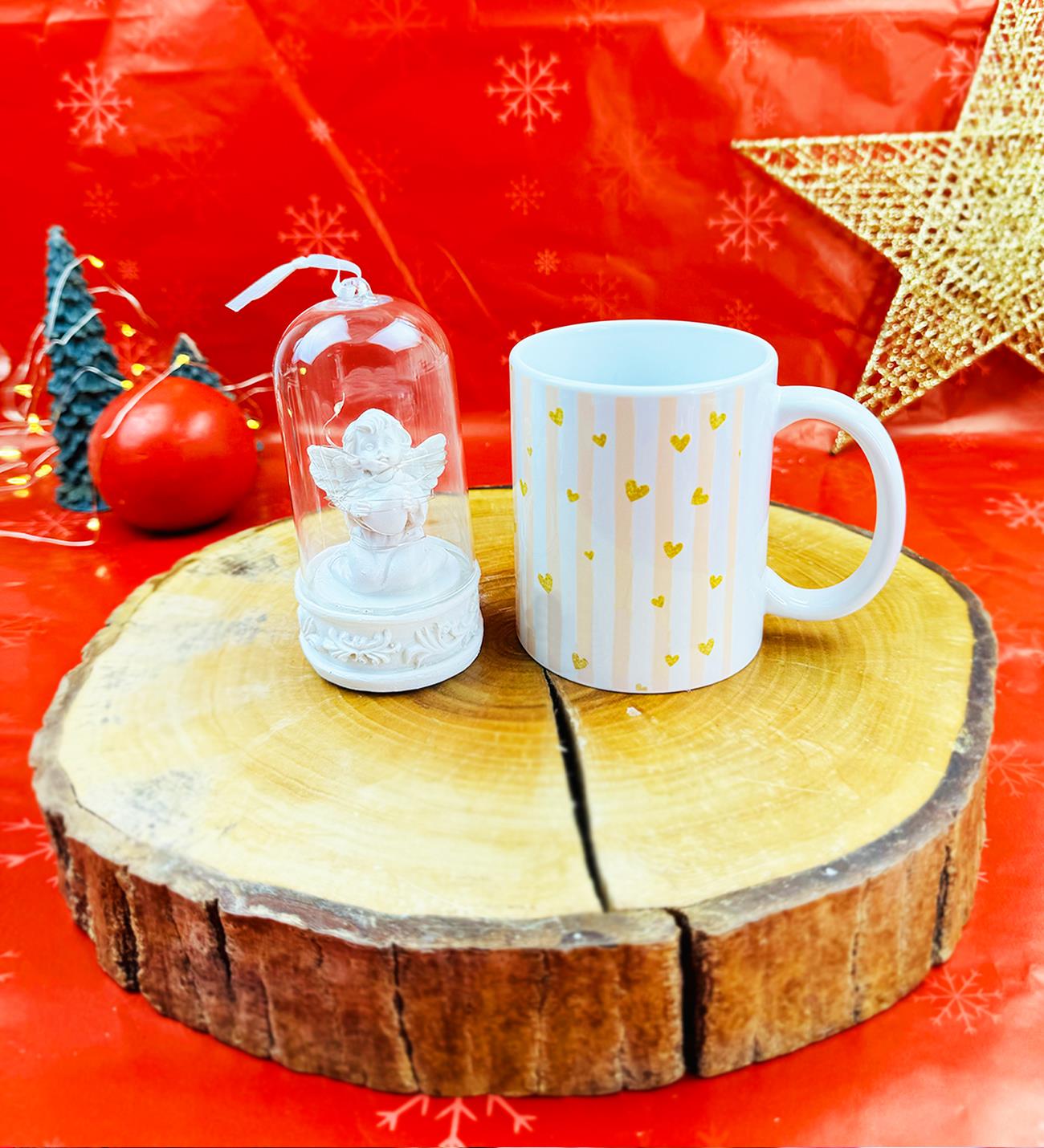 Altın Işıltılı Kupa Ve Melek Biblo Yılbaşı Hediye Seti giftmodaGmhs102068