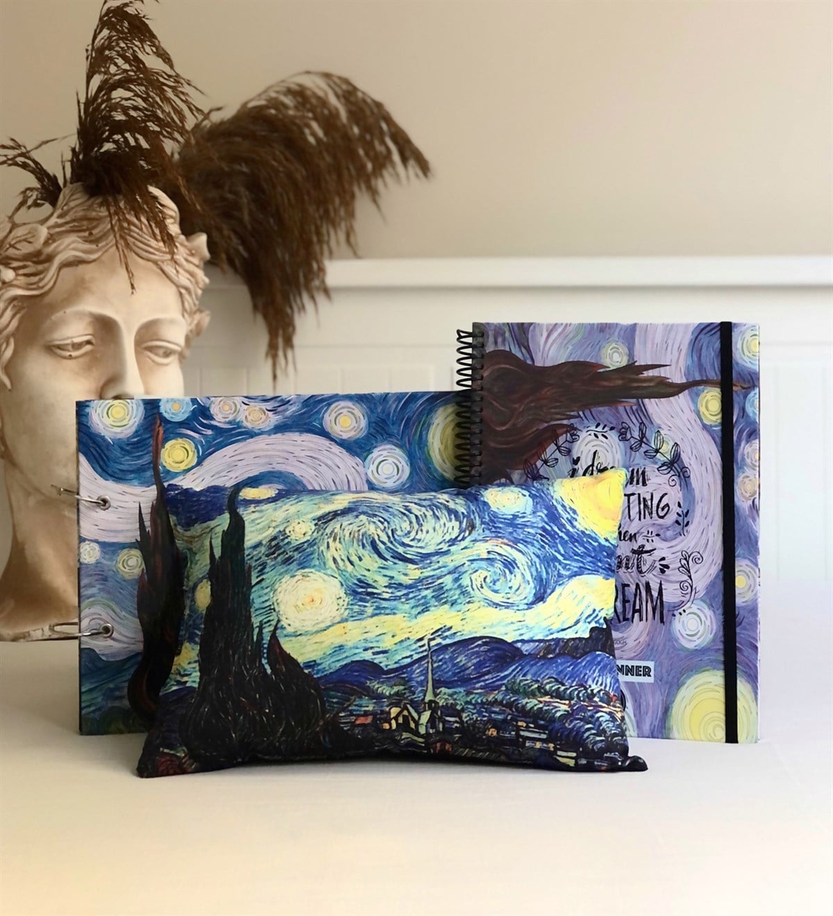 Yıldızlı Gece Fotoğraf Albümü Yastık Ve Defter SetiGiftmodayg--yastık-album-defter