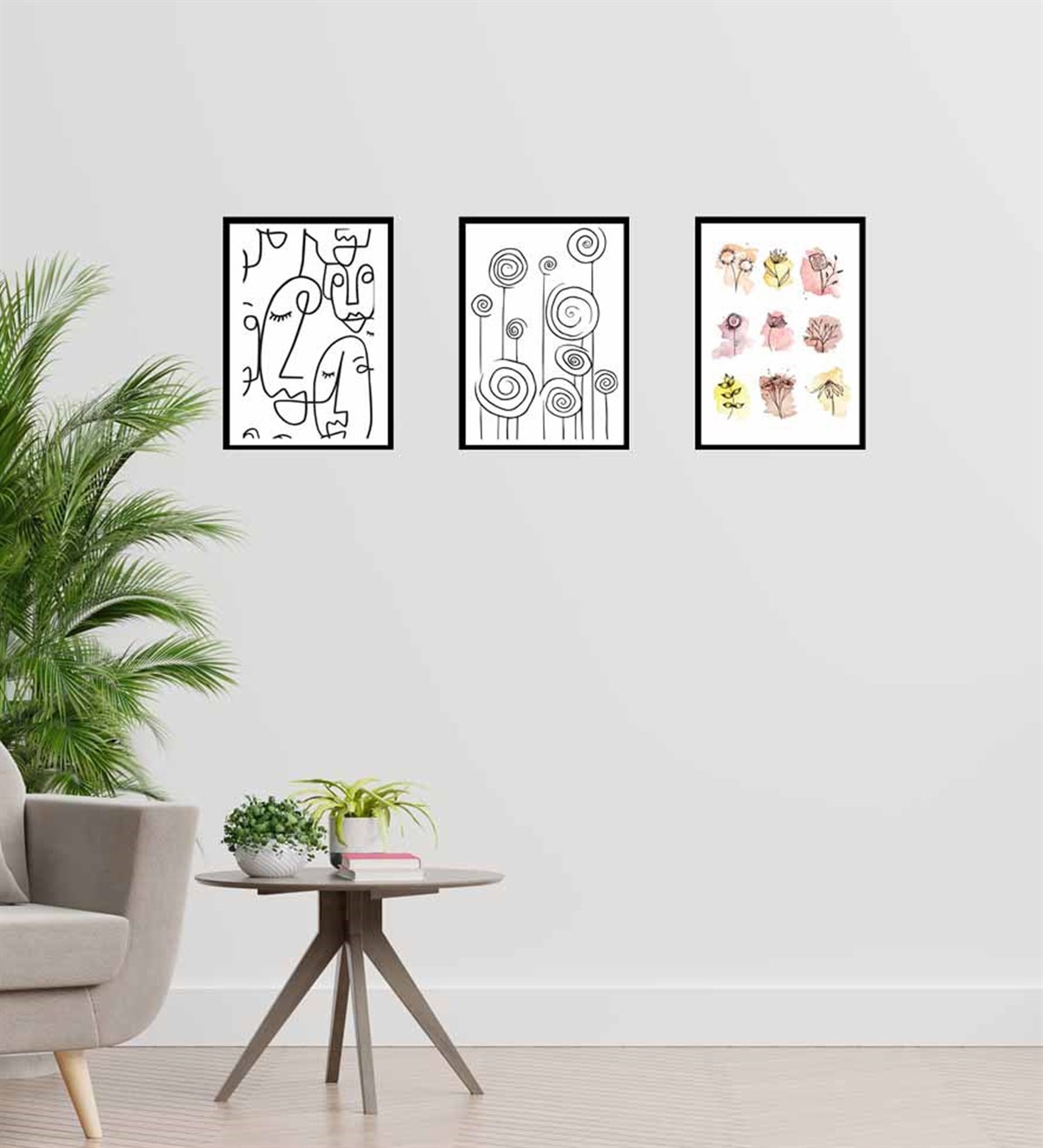 Yüz Tasarım Duvar Panosu 3'lü SetGiftmodaGM-P-6	