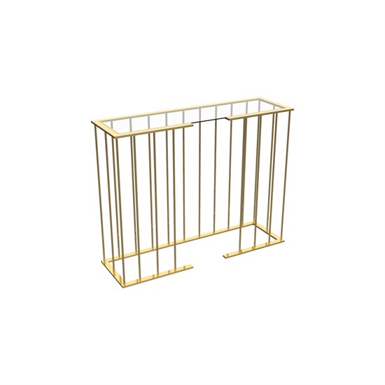 Miabella 100cm Temperli Cam Parlak Paslanmaz Titanyum Gold Konsol