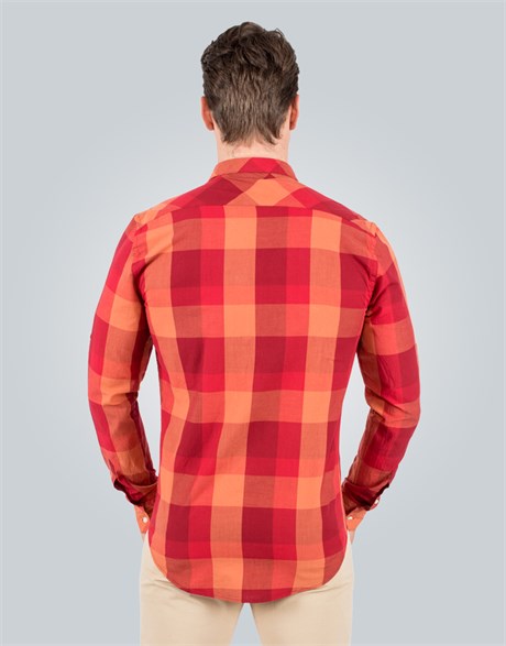 SLIM FIT LONG SLV CHECK OLIVA   GÖMLEK SLIM FIT CHECKED