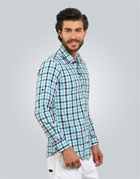 SLIM FIT LONG SLV CHECK TERGANA SLIM FIT LINEN