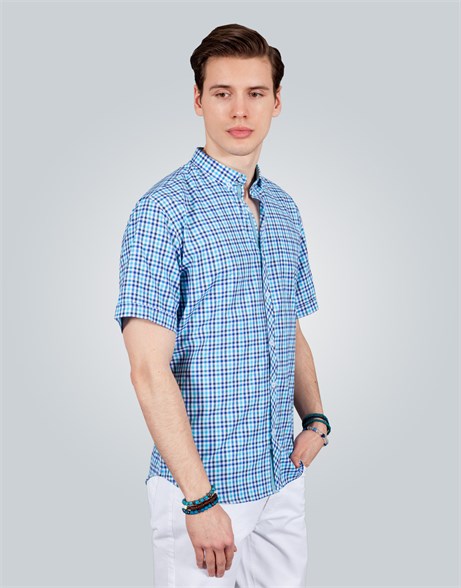 CLASSIC FIT SHORT SLV SMALL CHECK GARNISHED 70/1 CLASSIC FIT SUMMER SEASON