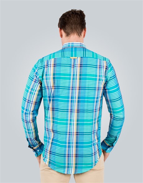 SLIM FIT LONG SLV CHECK MASTAM SLIM FIT LINEN