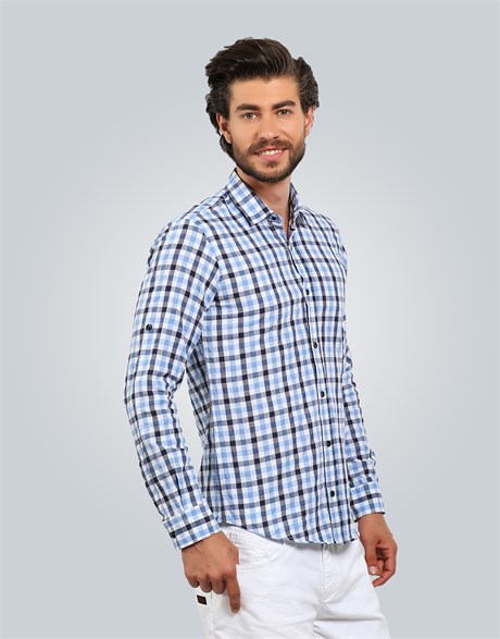 SLIM FIT LONG SLV CHECK TERGANA SLIM FIT LINEN