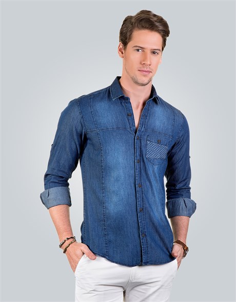 SLIM FIT LONG SLV DENIM FRAN DENIM