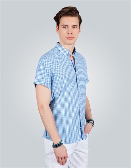 CLASSIC FIT SHORT SLV SMALL CHECK GARNISHED 70/1 CLASSIC FIT SUMMER SEASON