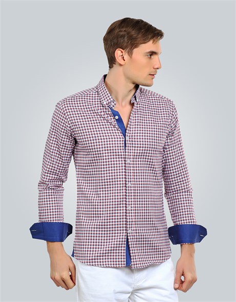 SLIM FIT LONG SLV COTTON OXFORD CHECK   GÖMLEK SLIM FIT CHECKED