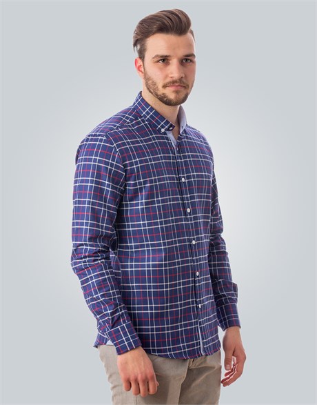 SLIM FIT LONG SLV COTTON OXFORD CHECK   GÖMLEK SLIM FIT CHECKED