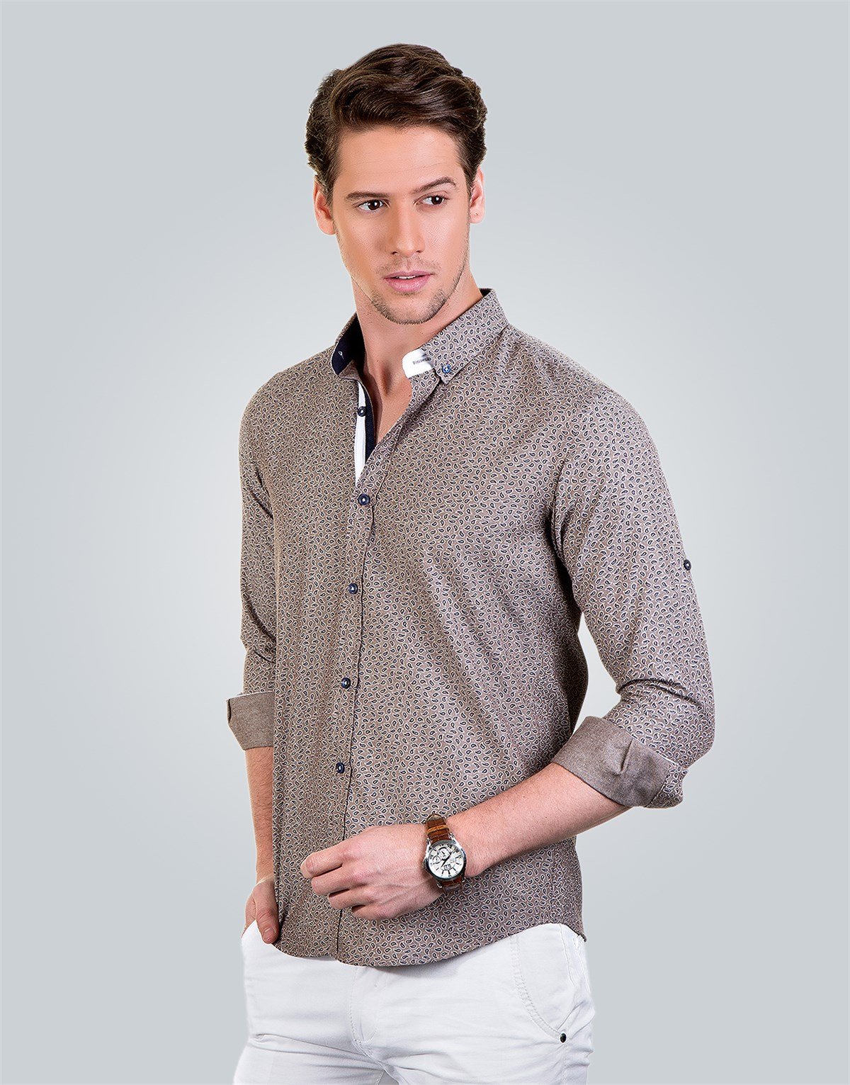 SLIM FIT LONG SLV OLD   GÖMLEK SLIM FIT PRINTED - SIMPLE