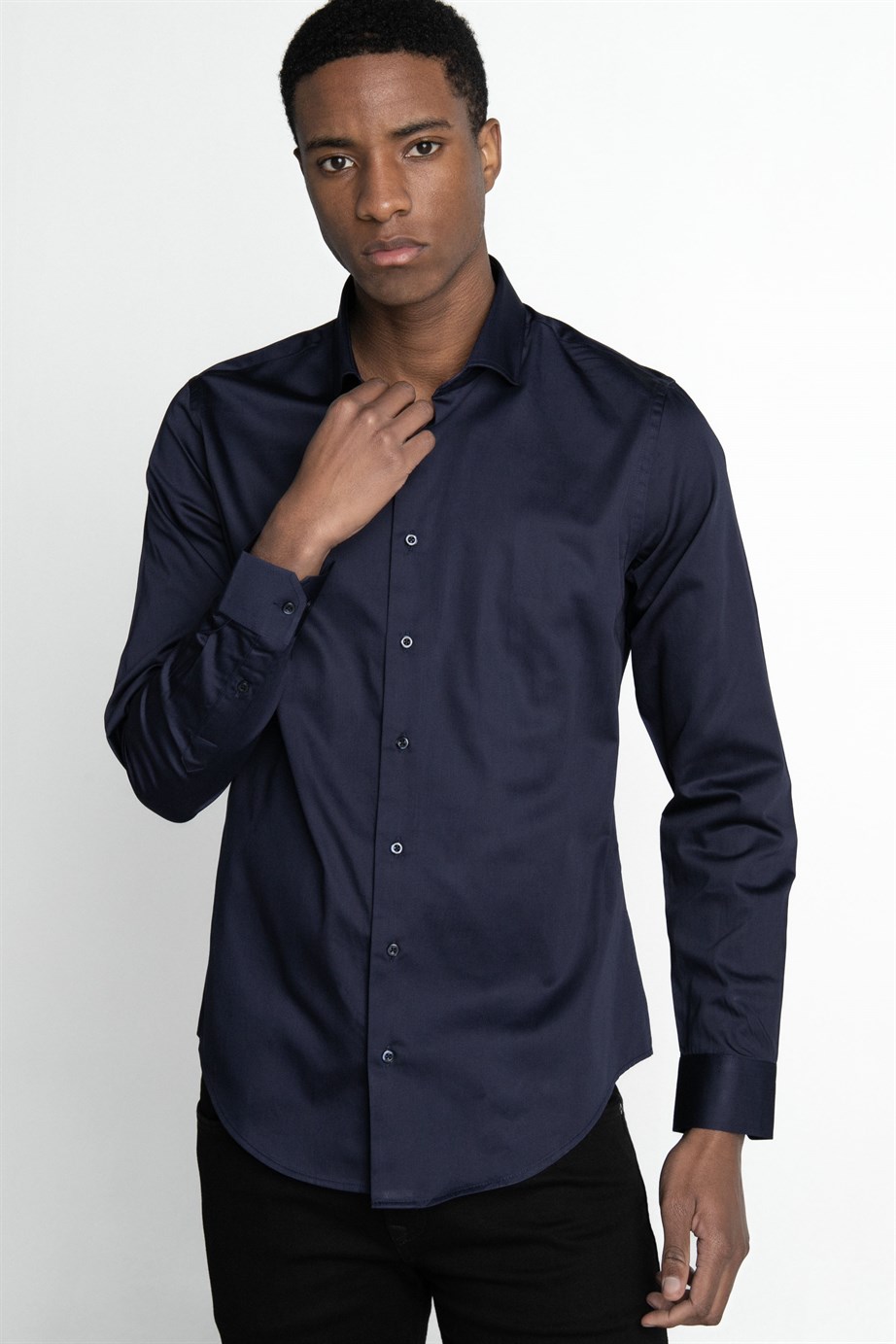 Slim Fit Koton Saten Premium Seri Erkek Gömlek