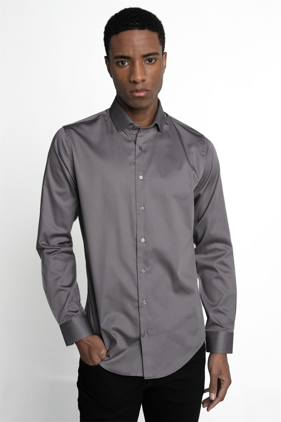Slim Fit Koton Saten Premium Seri Erkek Gömlek