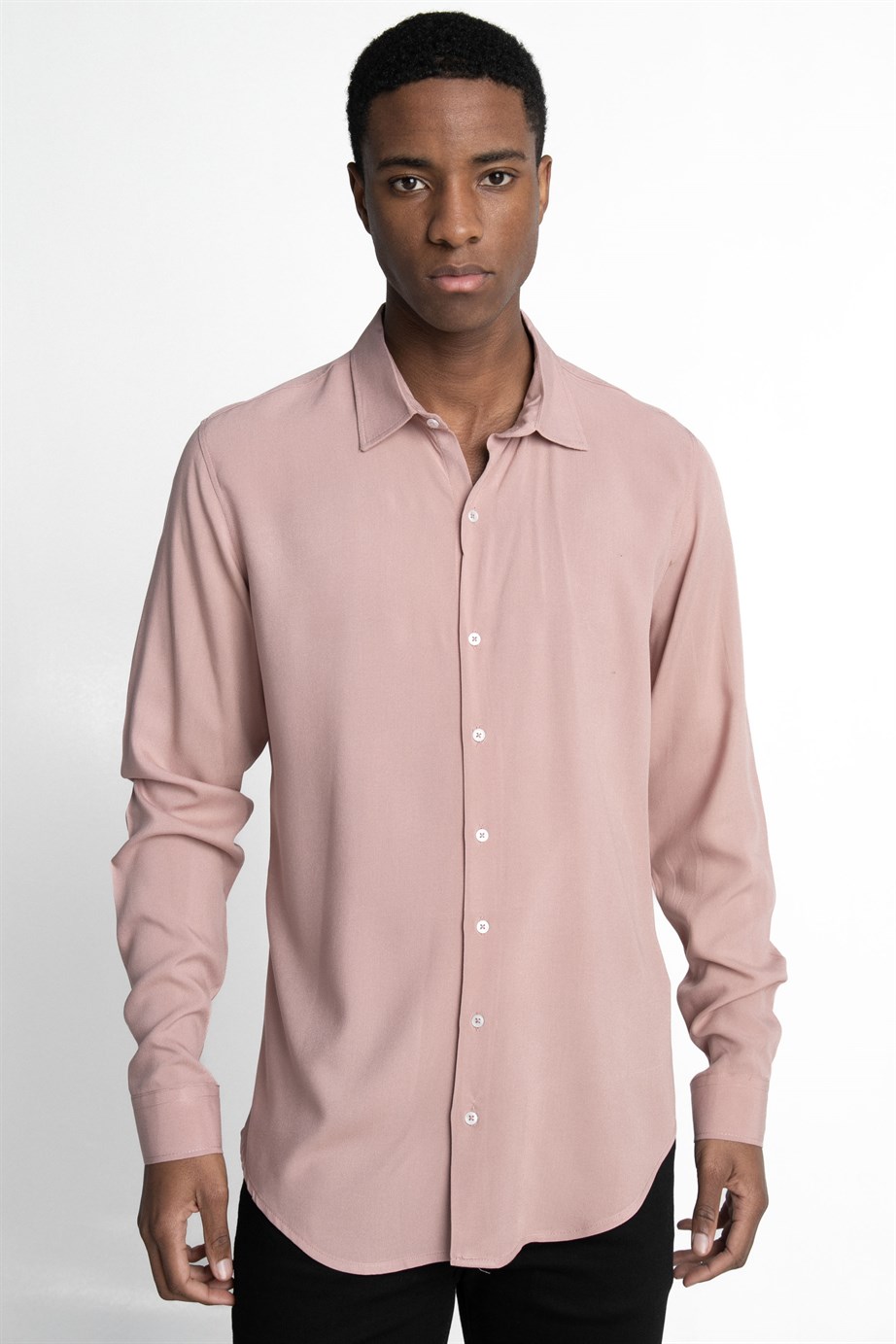 Slim Fit Dar Kesim Uzun Kol Dökümlü Viskon Şık Erkek Gömlek
