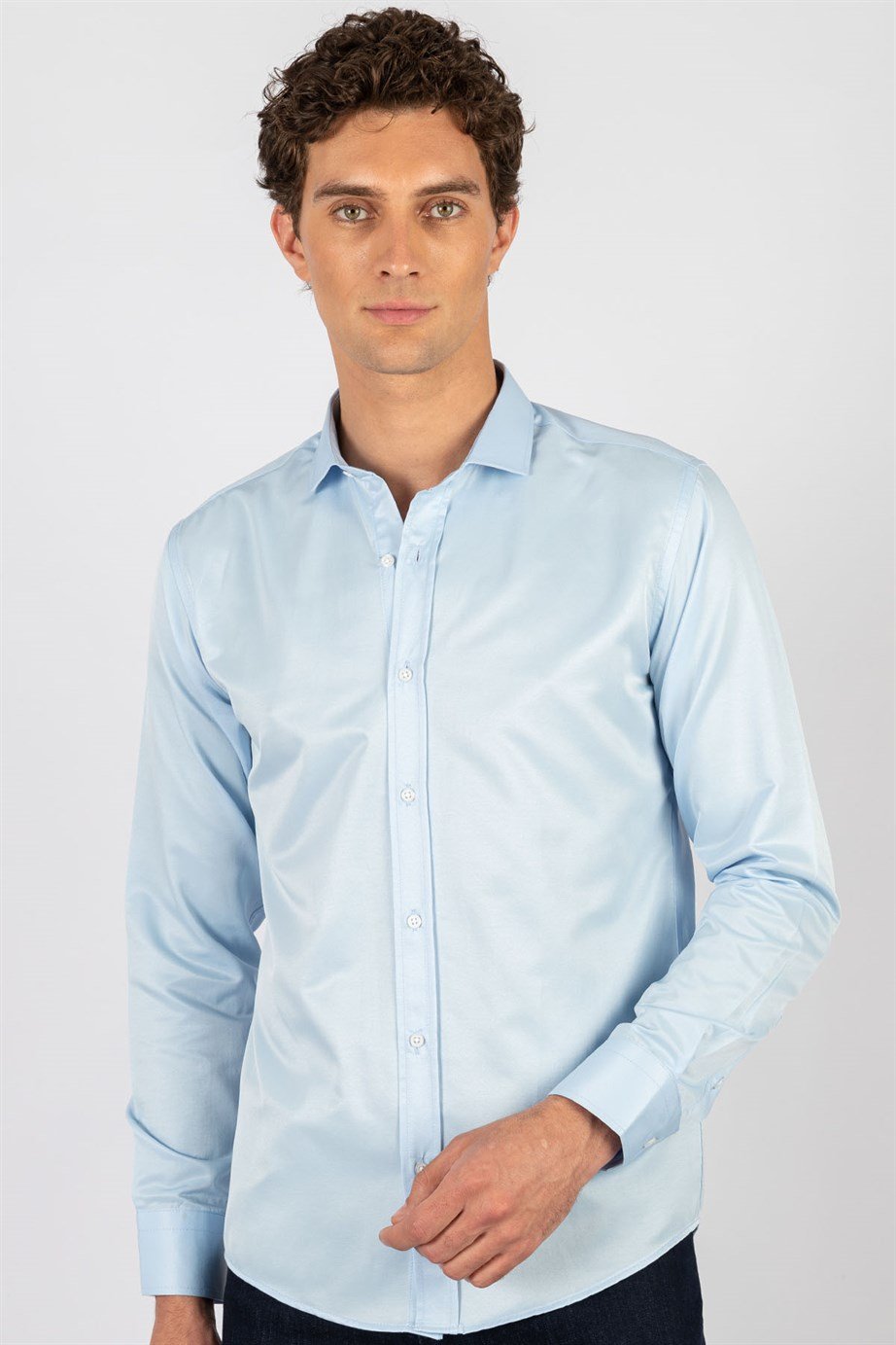 Modern Slim Fit Dar Kesim Düz Erkek Gömlek