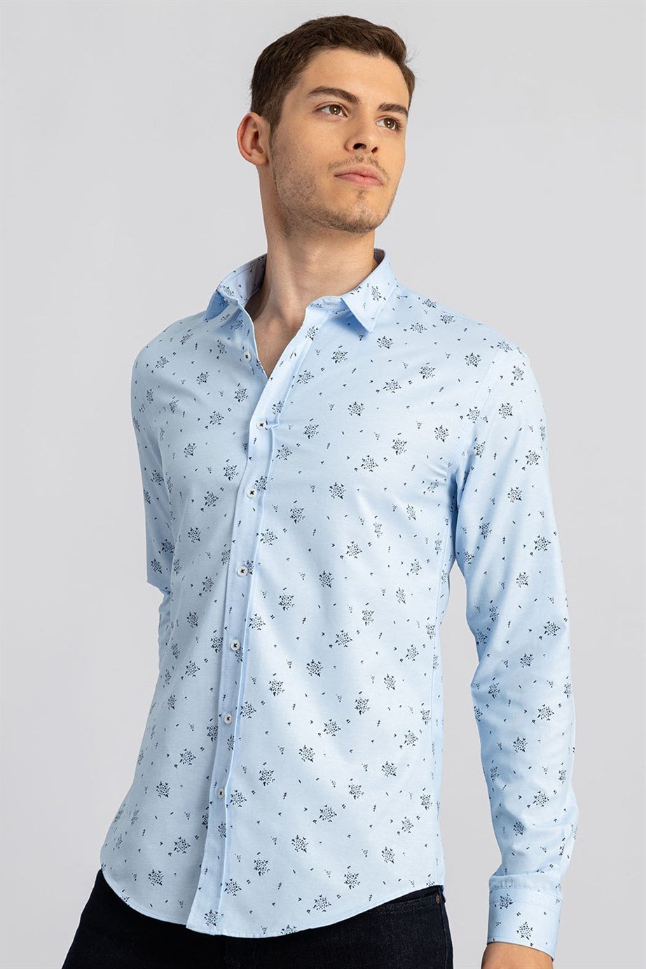 Slim Fit Çiçekli Erkek Gömlek