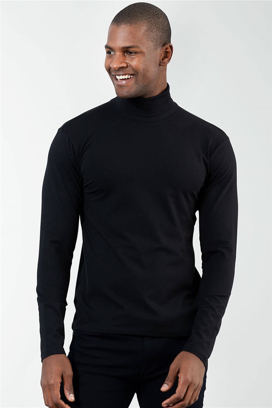 Slim Fit Dar Kesim Tam Balıkçı Yaka Düz İnce Erkek Sweatshirt