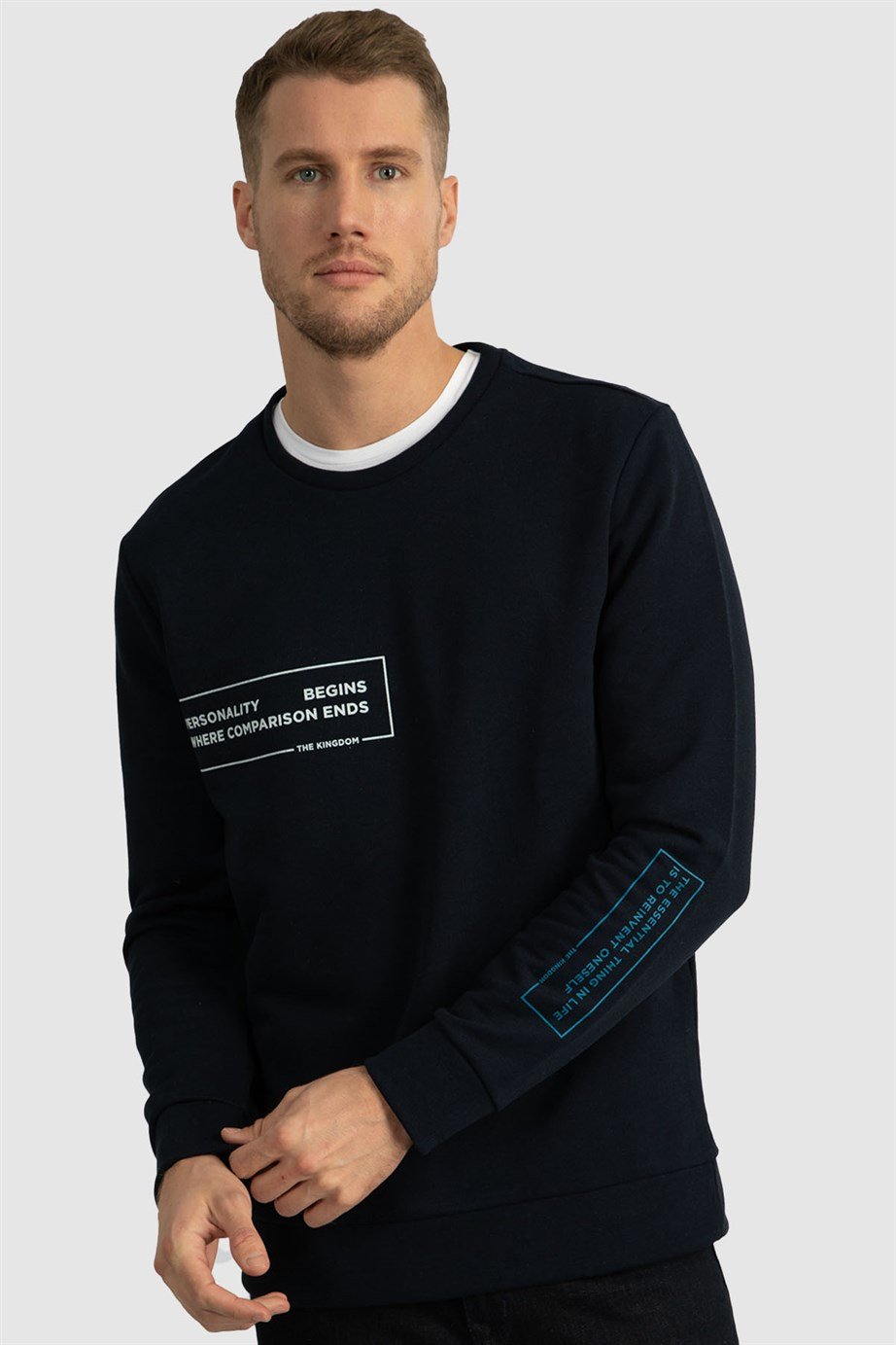 Bisiklet Yaka Baskılı Sweatshirt