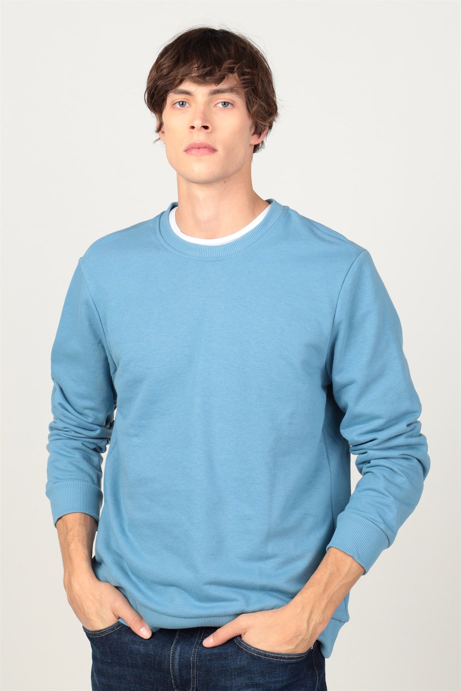 Bisiklet Yaka Basıc Unisex Sweatshirt