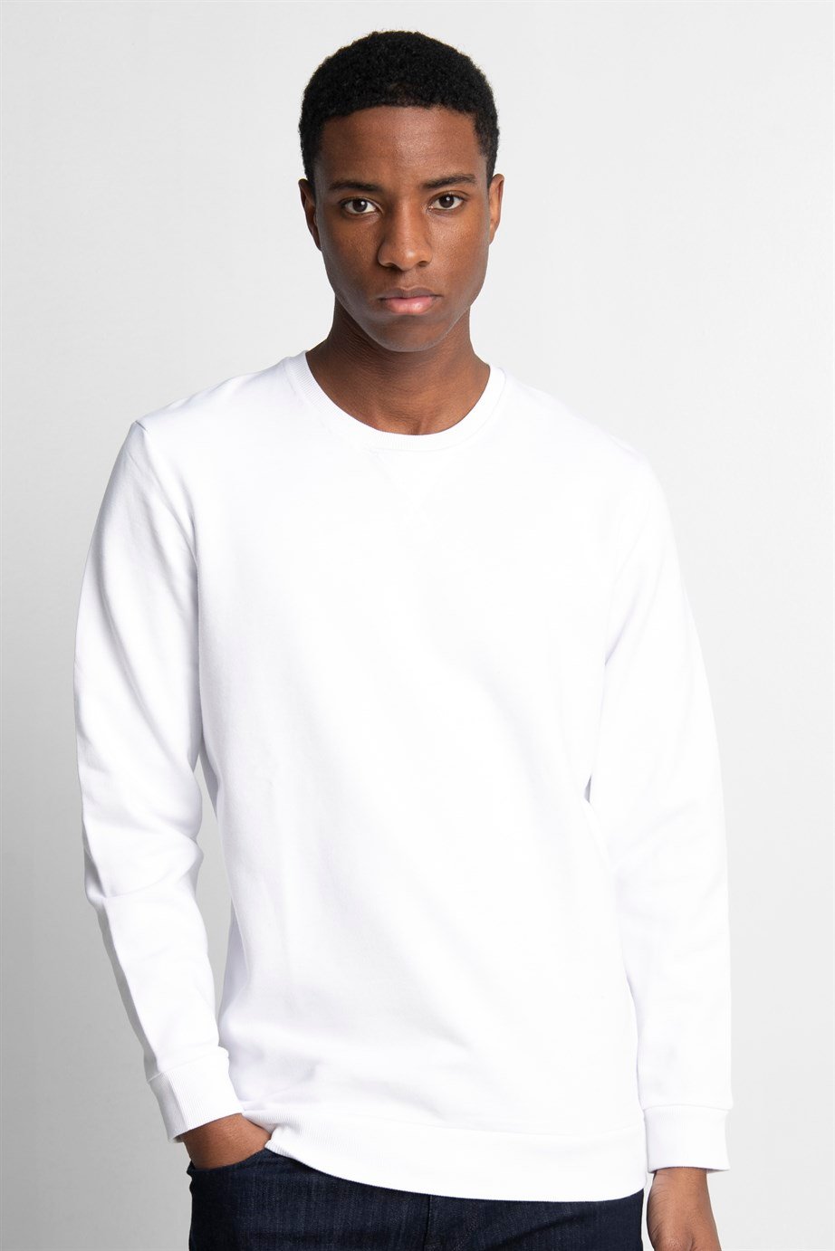 Pamuk Bisiklet Yaka Basıc Unisex Sweatshirt