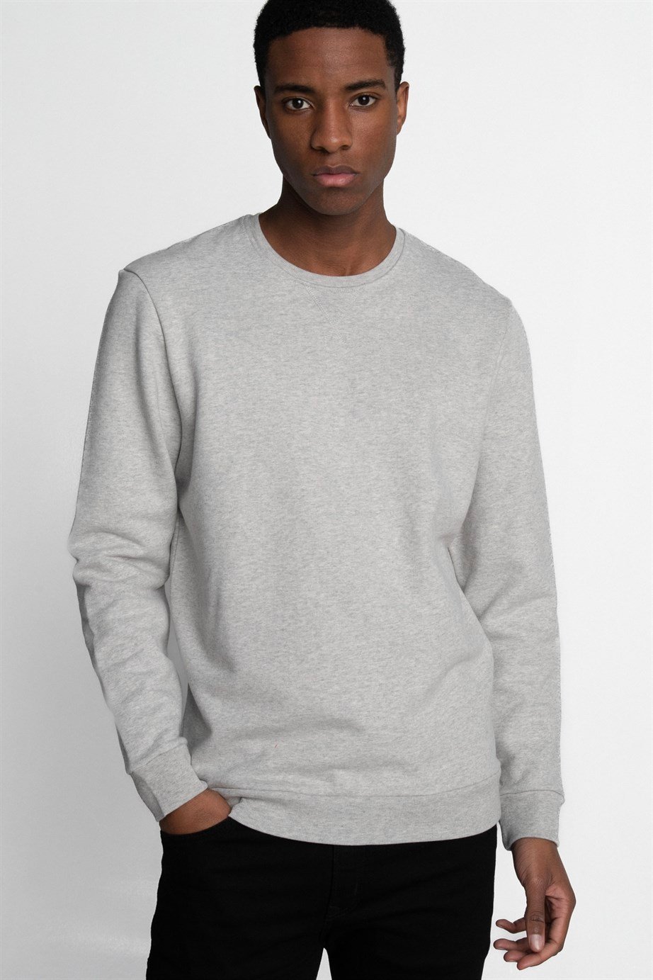 Pamuk Bisiklet Yaka Basıc Unisex Sweatshirt