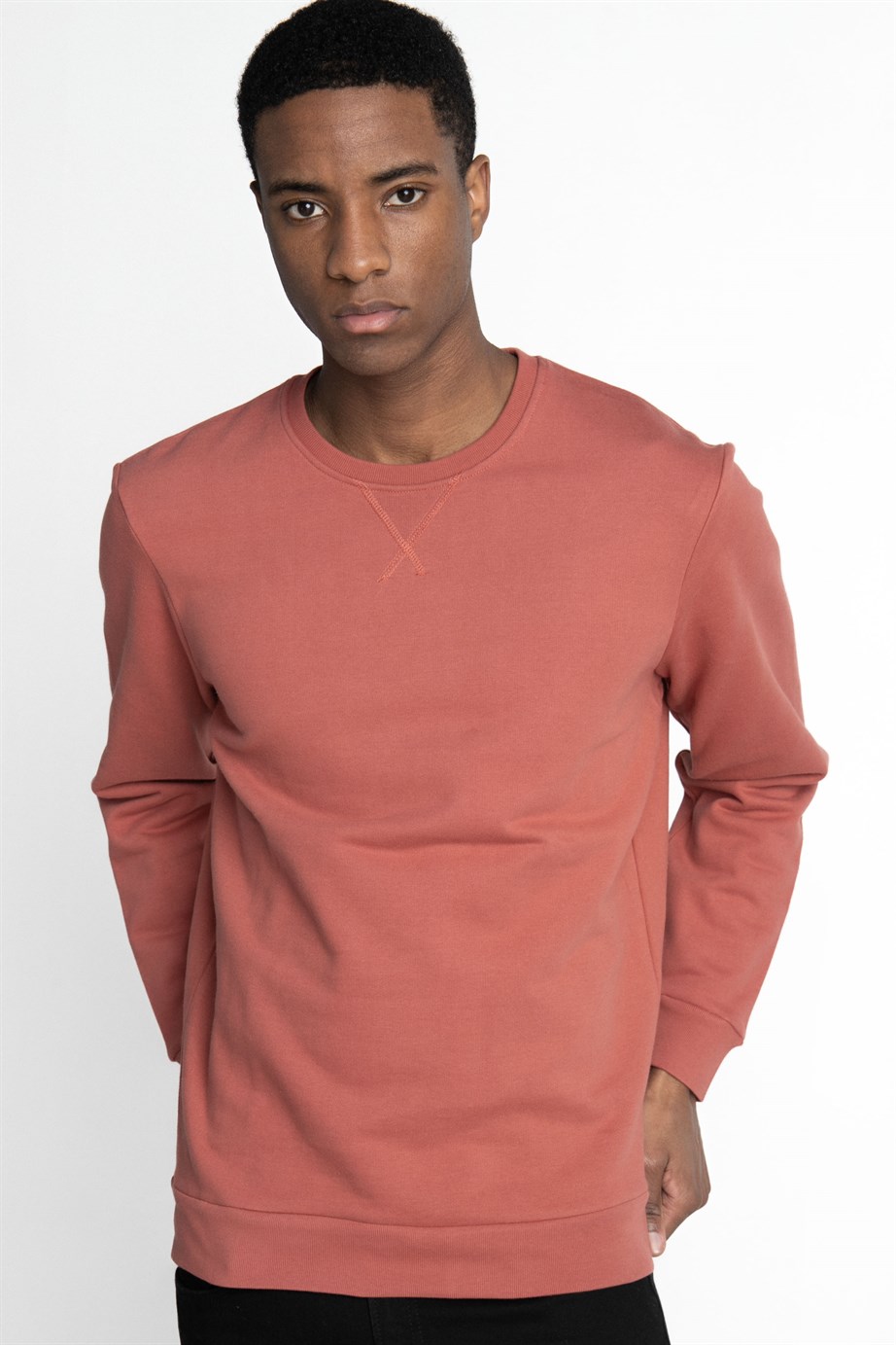 Pamuk Bisiklet Yaka Basıc Unisex Sweatshirt