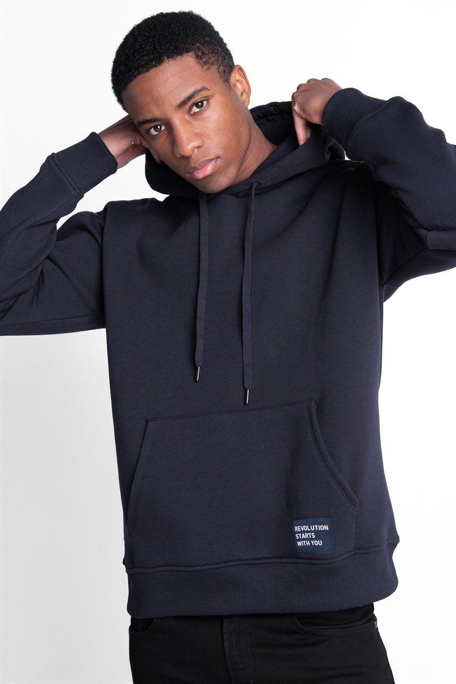 Pamuk Kapüşonlu Basıc Unisex Sweatshirt
