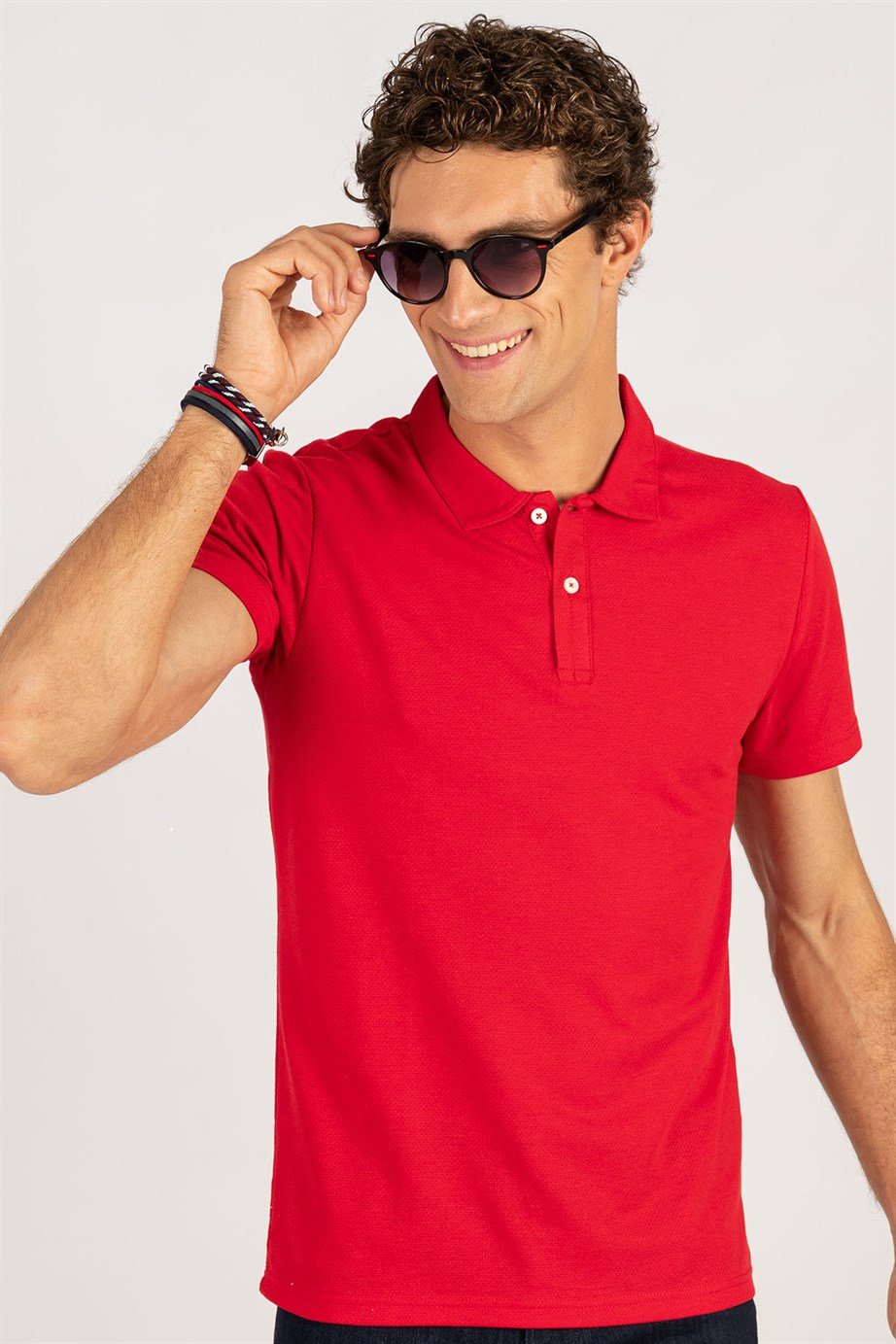 Tudors Slim Fit Dar Kesim Desenli Polo Yaka Erkek T-Shirt