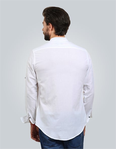 SLIM FIT LONG SLV CREW NECK STIME SLIM FIT LINEN