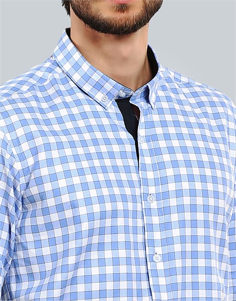 SLIM FIT LONG SLV COTTON OXFORD CHECK   GÖMLEK SLIM FIT CHECKED