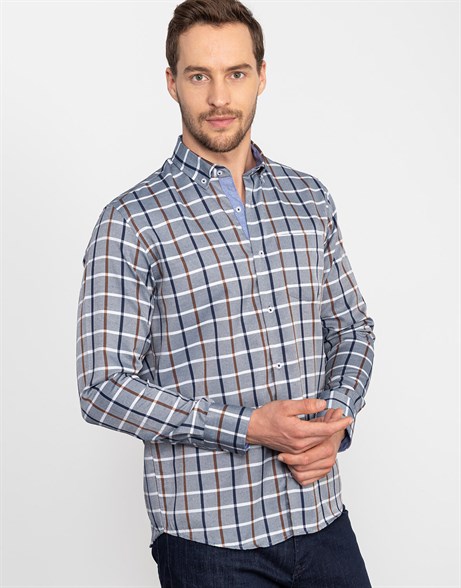 CLASSIC FIT LONG SLV CHECK GARNISHED 70/4   GÖMLEK CLASSIC FIT CHECKED