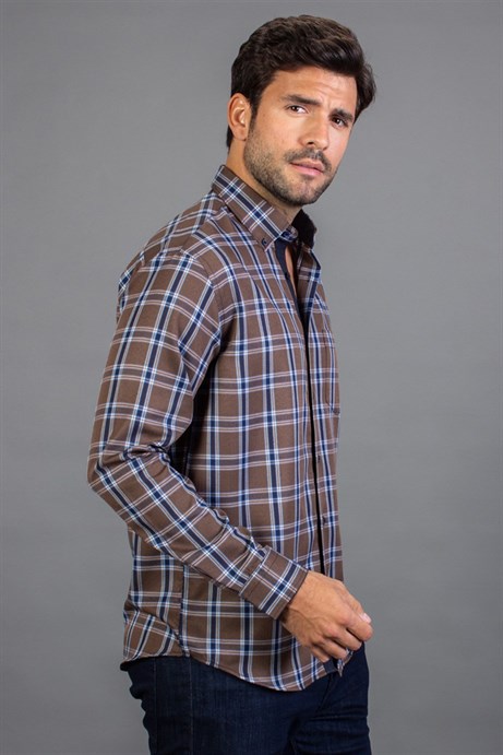 CLASSIC FIT LONG SLV CHECK GARNISHED 90/1   GÖMLEK CLASSIC FIT CHECKED