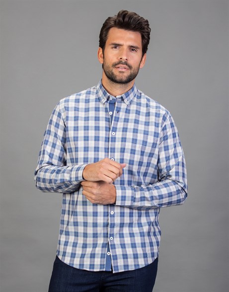 CLASSIC FIT LONG SLV COTTON OXFORD CHECK   GÖMLEK CLASSIC FIT CHECKED