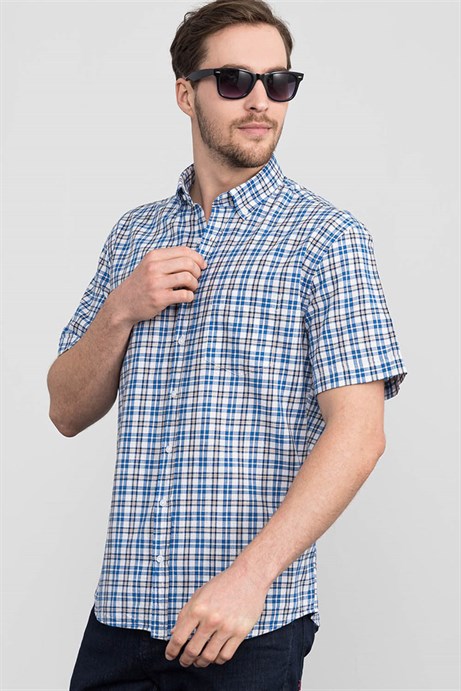 CLASSIC FIT SHORT SLV CHECK LINEN 91/1 GÖMLEK CLASSIC FIT LINEN