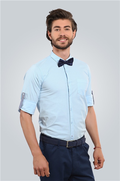 Slim Fit Dar Kesim Desenli Erkek Gömlek