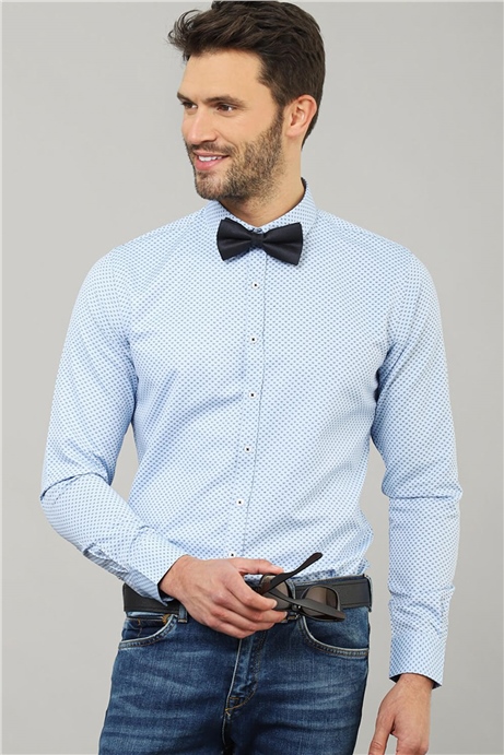 Slim Fit Dar Kesim Desenli Erkek Gömlek