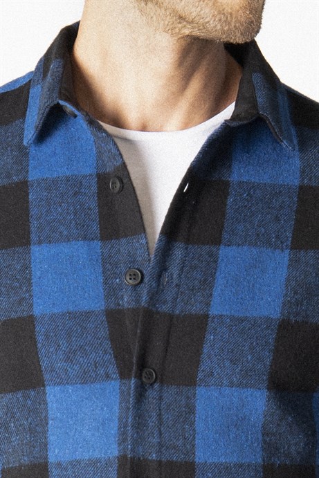 Slim Fit Kışlık Kareli Oduncu Erkek Gömlek