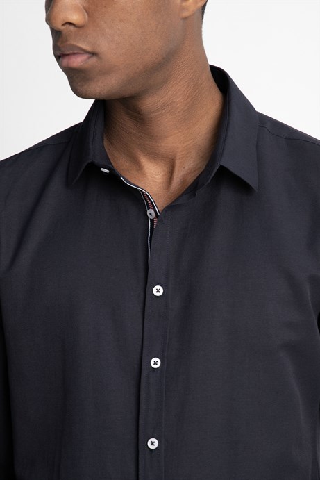Slim Fit Uzun Kol Oxford Doku Biyeli Erkek Gömlek