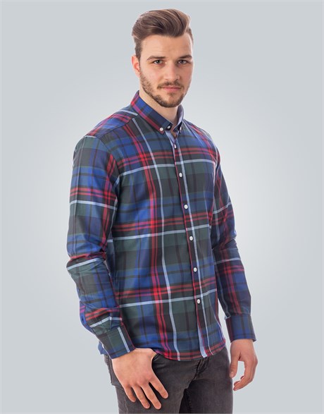 SLIM FIT LONG SLV COTTON OXFORD CHECK   GÖMLEK SLIM FIT CHECKED