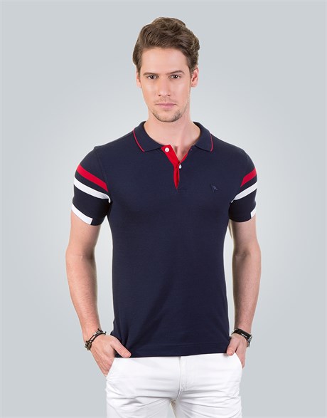 COTTON PİQUE T-SHİRT CROSS-STRIPED,JUAN SLIM FIT T-SHIRT