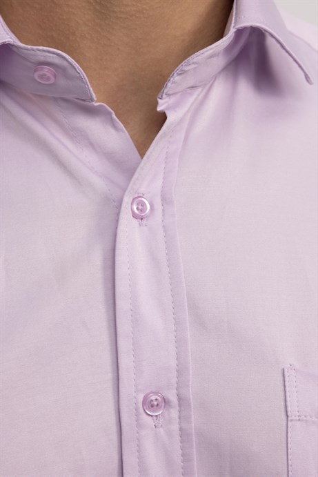 Klasik Fit Rahat Kesim Pamuklu Düz Erkek Gömlek