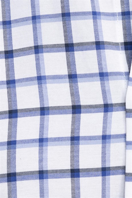 Klasik Fit Düğmeli Yaka Küçük Kareli Pamuklu Erkek Gömlek
