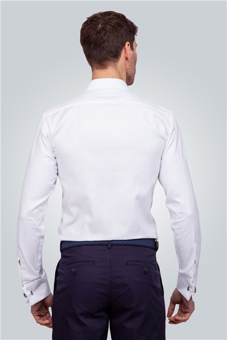 Modern Slim Fit Dar Kesim Çift Manşet Leke Tutmaz Erkek Gömlek