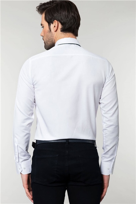 Modern Slim Fit Dar Kesim Armürlü Erkek Gömlek