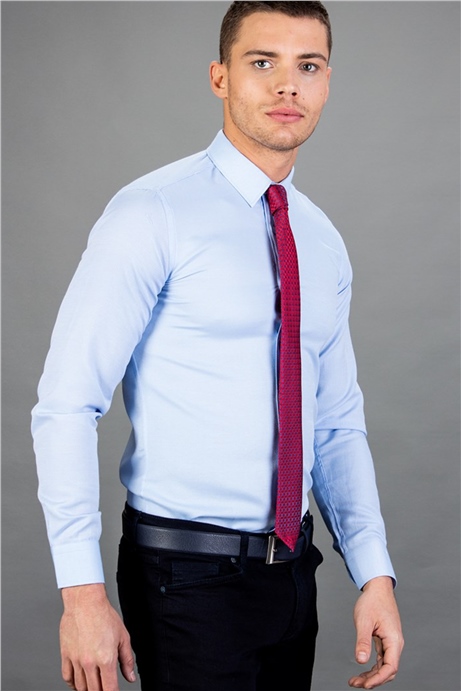 Modern Slim Fit Dar Kesim Armürlü Erkek Gömlek