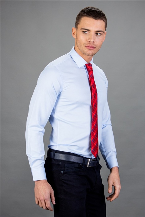 Modern Slim Fit Dar Kesim Armürlü Erkek Gömlek