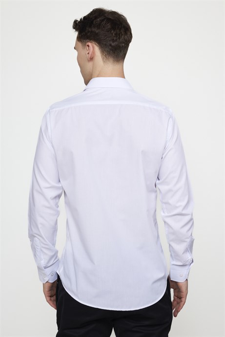 Modern Slim Fit Pamuklu Kolay Ütü Erkek Beyaz Gömlek